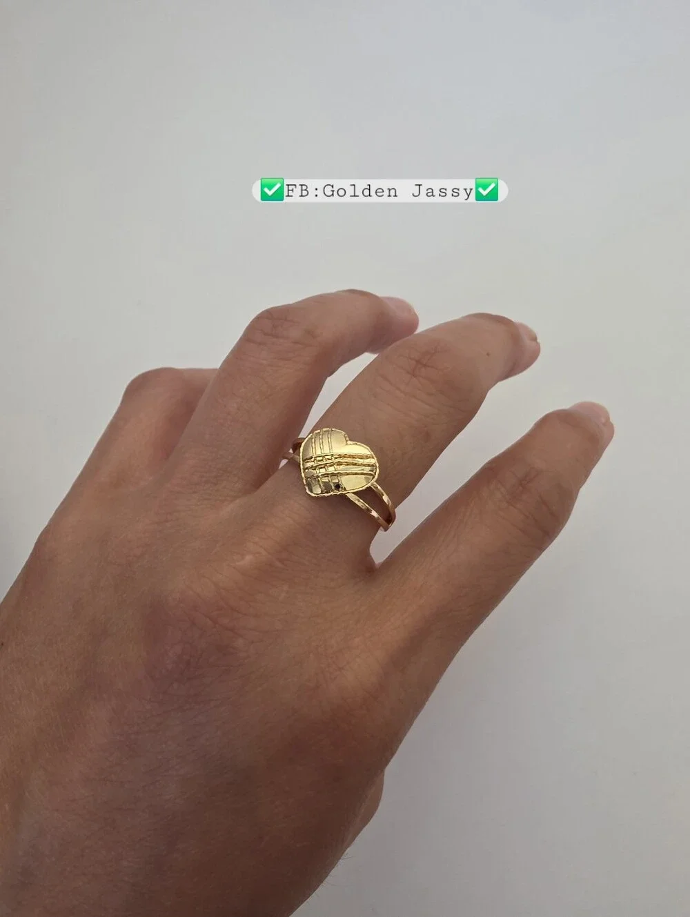 18K Real Gold Heart Ring 6